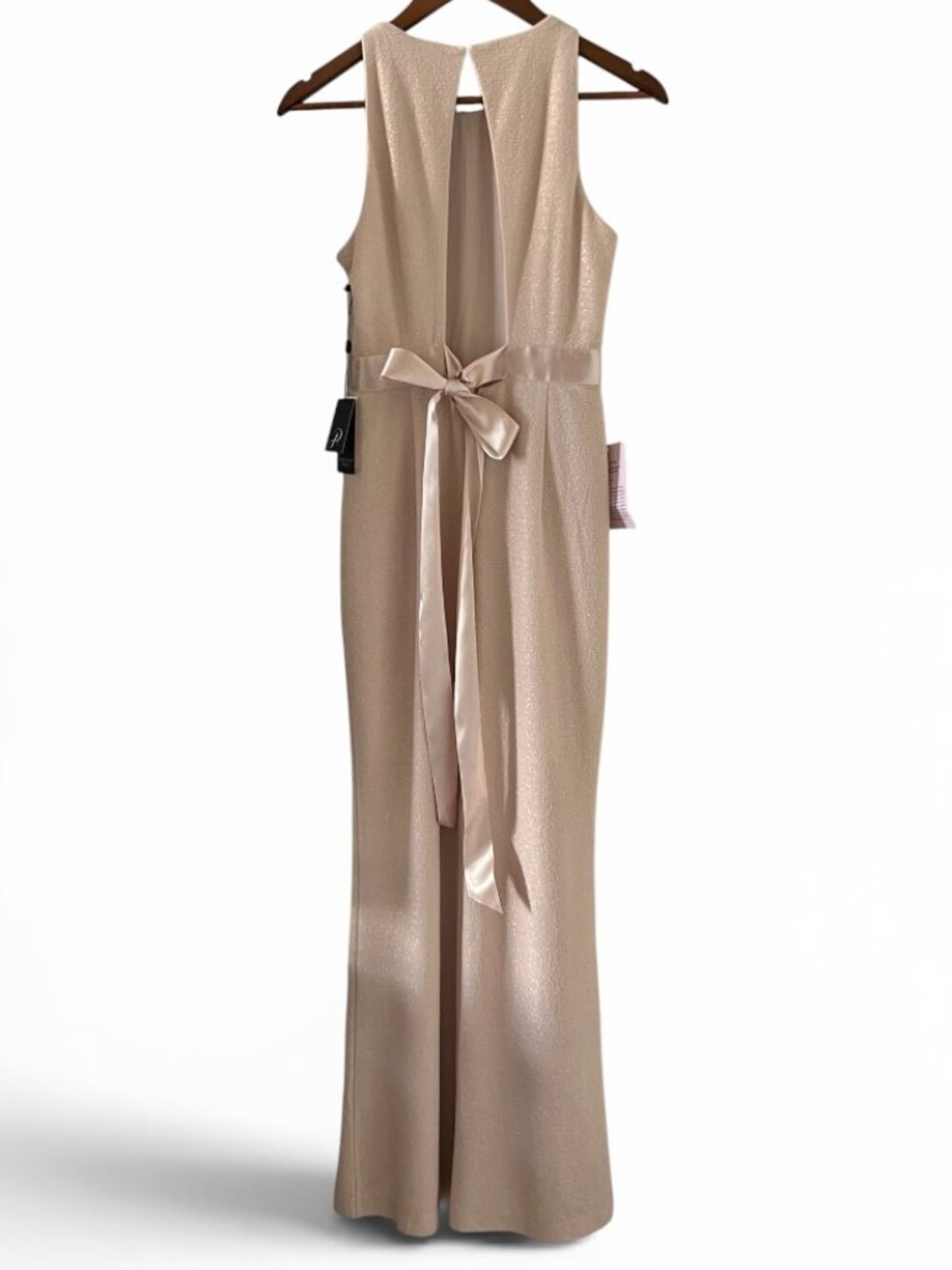 Adrianna Papell NEW Metallic Knit Maxi Dress/Gown In Champagne Size 4 - Picture 7 of 16